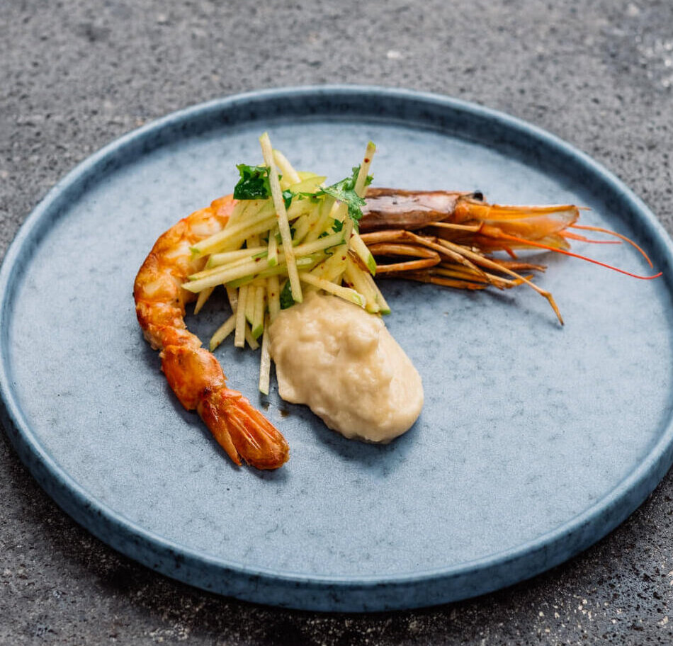 Kitchen Guerilla | Shrimps mit Apfelpüree und spicy Apfelsalat